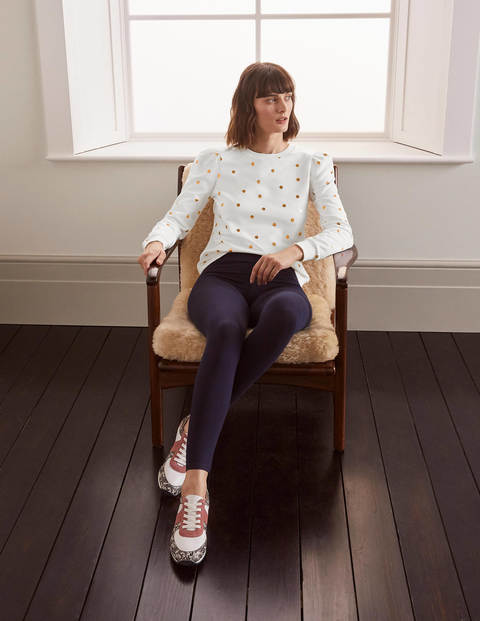 Puff Sleeve Sweatshirt - Ivory and Gold, Polka Dot Puff Sleeve Sweatshirt - Ivory and Gold, Polka Dot