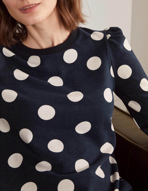 Puff Sleeve Sweatshirt - Navy, Spot Scatter Puff Sleeve Sweatshirt - Navy, Spot Scatter