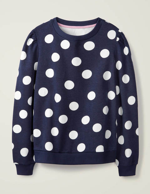 Puff Sleeve Sweatshirt - Navy, Spot Scatter Puff Sleeve Sweatshirt - Navy, Spot Scatter
