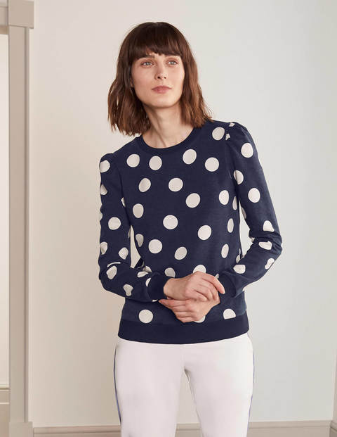 Puff Sleeve Sweatshirt - Navy, Spot Scatter Puff Sleeve Sweatshirt - Navy, Spot Scatter