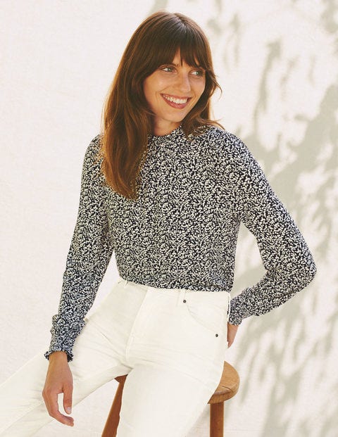 Victoria Jersey Top - Black/Ivory, Budding Vine Victoria Jersey Top - Black/Ivory, Budding Vine