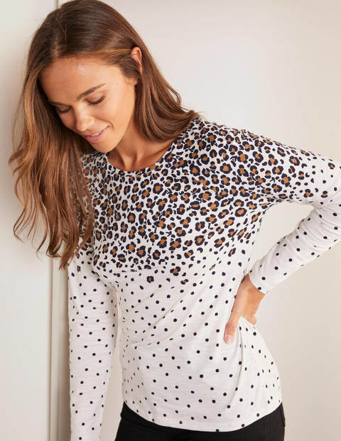 Lorna Baseball Jersey Tee - Ivory, Scatter Leopard Lorna Baseball Jersey Tee - Ivory, Scatter Leopard