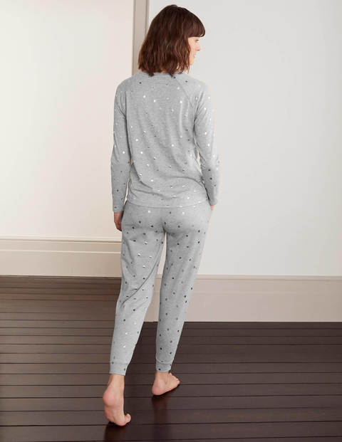 Lorna Baseball Jersey Tee - Grey Marl, Polka Dot Lorna Baseball Jersey Tee - Grey Marl, Polka Dot