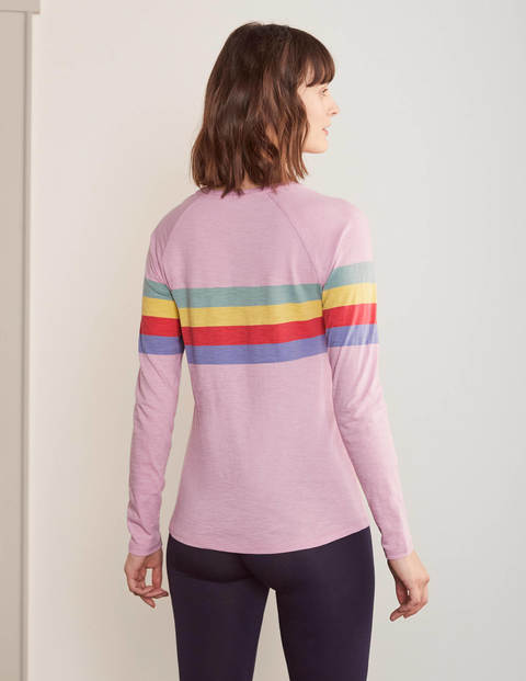 Lorna Baseball Jersey Tee - Soft Peony, Rainbow Stripe Lorna Baseball Jersey Tee - Soft Peony, Rainbow Stripe