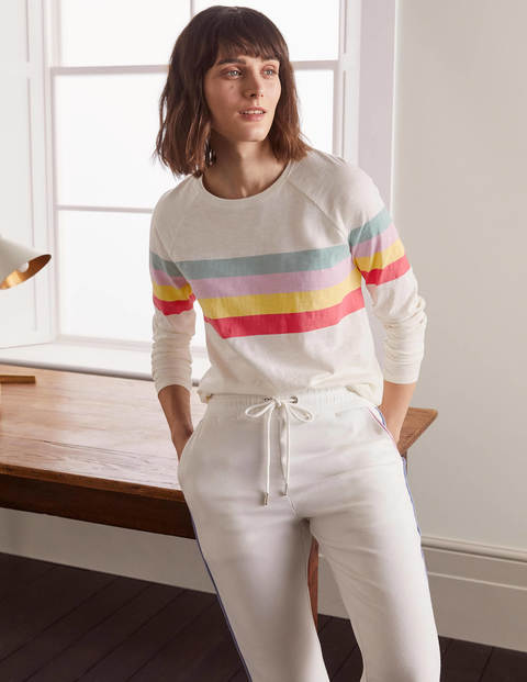 Lorna Baseball Jersey Tee - Ivory, Rainbow Stripe Lorna Baseball Jersey Tee - Ivory, Rainbow Stripe