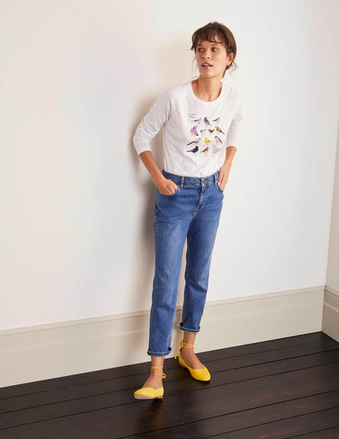 Lorna Baseball Jersey Tee - White, Great British Birds Lorna Baseball Jersey Tee - White, Great British Birds