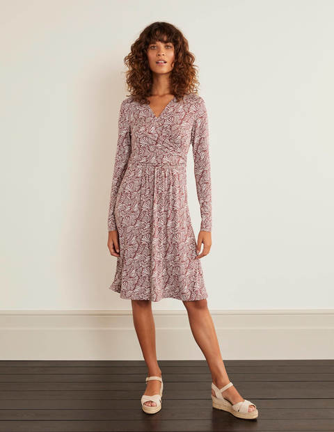 Layla Jersey Dress - Maroon, Ripple Wave Layla Jersey Dress - Maroon, Ripple Wave