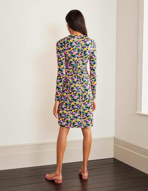 Layla Jersey Dress - Ivory, Abstract Palm Layla Jersey Dress - Ivory, Abstract Palm