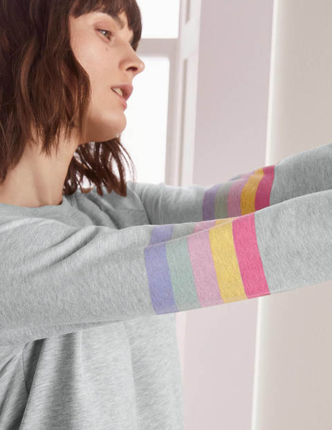 Ava Sweatshirt-Kleid - Grau, Regenbogenstreifen Ava Sweatshirt-Kleid - Grau, Regenbogenstreifen