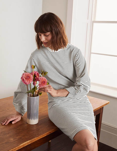 Verity Sweatshirt Dress - Ivory/Navy Verity Sweatshirt Dress - Ivory/Navy