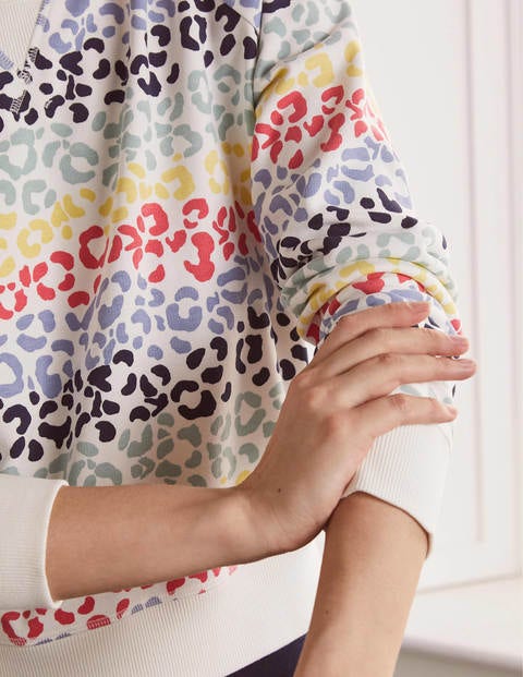 Ava Sweatshirt - Ivory, Rainbow Leopard Ava Sweatshirt - Ivory, Rainbow Leopard