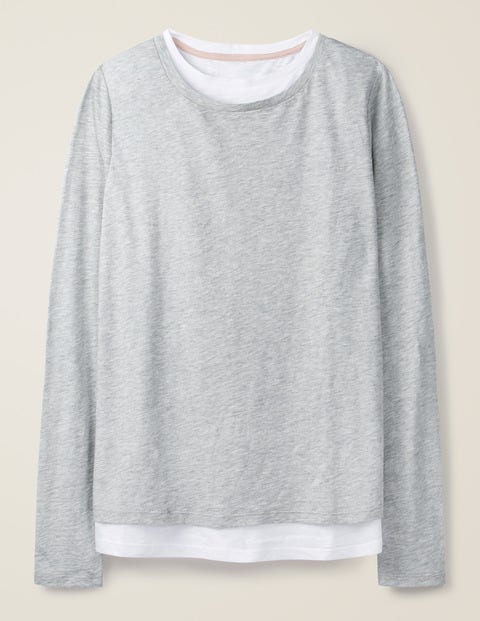 Ruth Double Layer Top - Grey Marl Ruth Double Layer Top - Grey Marl