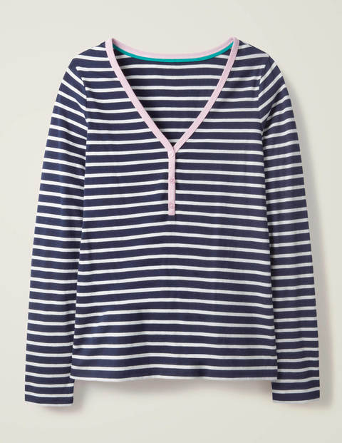 Theodora Henley-Jerseyoberteil - Navy/Naturweiß Theodora Henley-Jerseyoberteil - Navy/Naturweiß