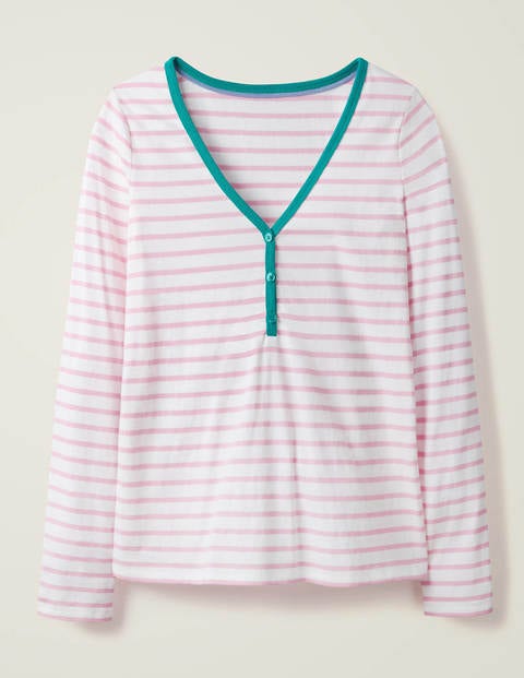 Theodora Jersey Henley Top - Ivory/Soft Peony Theodora Jersey Henley Top - Ivory/Soft Peony
