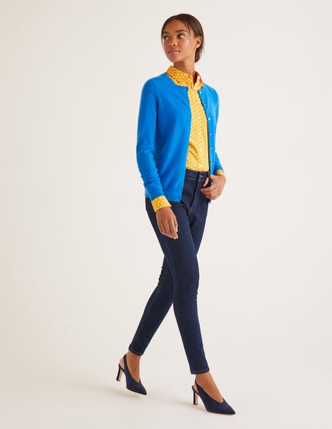 Kaschmircardigan mit Rundhalsausschnitt - Kräftiges Blau Kaschmircardigan mit Rundhalsausschnitt - Kräftiges Blau