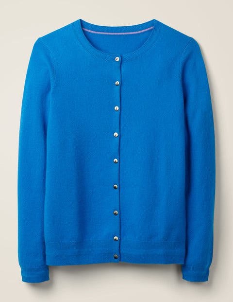 Kaschmircardigan mit Rundhalsausschnitt - Kräftiges Blau Kaschmircardigan mit Rundhalsausschnitt - Kräftiges Blau