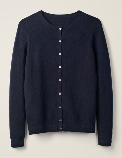 Navy Cashmere Crew Cardigan - Navy Navy Cashmere Crew Cardigan - Navy