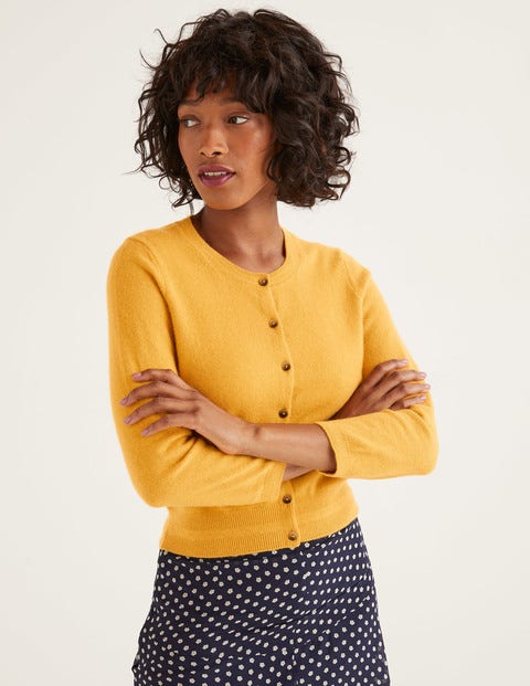 Cashmere Crop Crew Cardigan - Tuscan Sun Cashmere Crop Crew Cardigan - Tuscan Sun