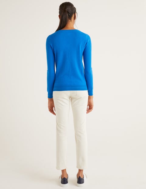 Kaschmirpullover mit V-Ausschnitt - Kräftiges Blau Kaschmirpullover mit V-Ausschnitt - Kräftiges Blau