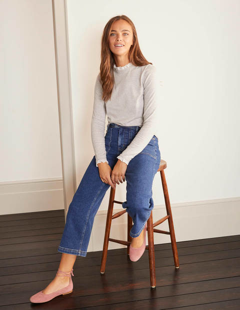 Lincoln Cotton Frill Jumper - Grey Melange Lincoln Cotton Frill Jumper - Grey Melange