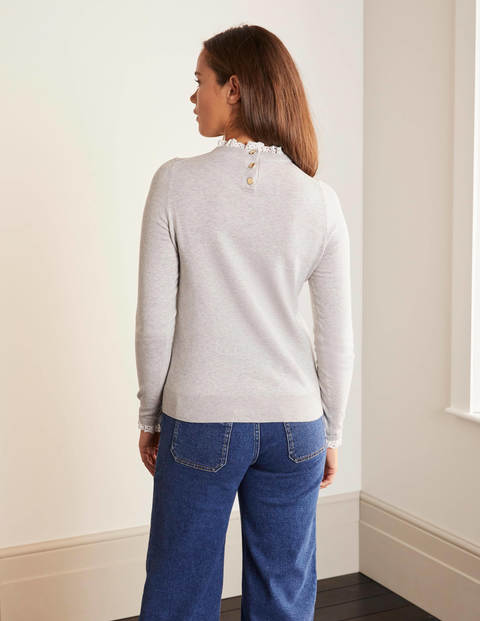 Lincoln Cotton Frill Jumper - Grey Melange Lincoln Cotton Frill Jumper - Grey Melange