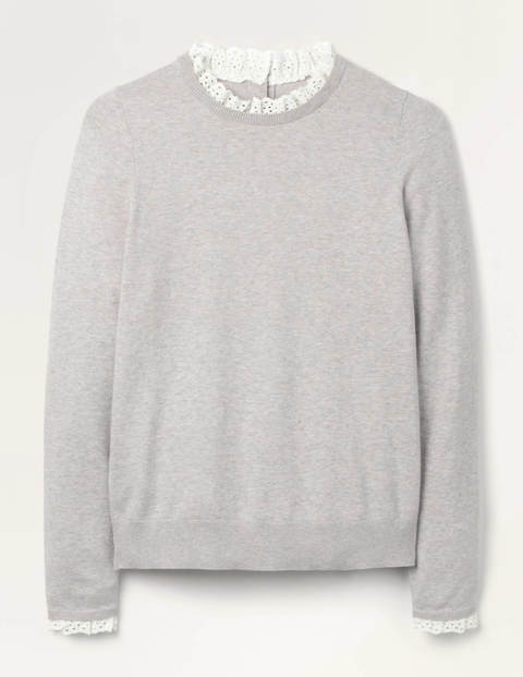 Lincoln Cotton Frill Jumper - Grey Melange Lincoln Cotton Frill Jumper - Grey Melange