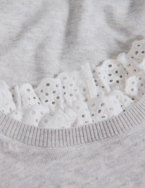 Lincoln Cotton Frill Jumper - Grey Melange Lincoln Cotton Frill Jumper - Grey Melange