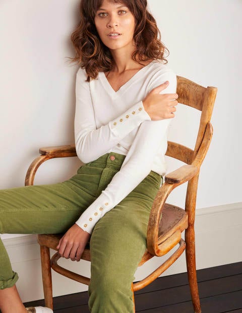 Eldon Cotton V-neck Jumper - Ivory Eldon Cotton V-neck Jumper - Ivory