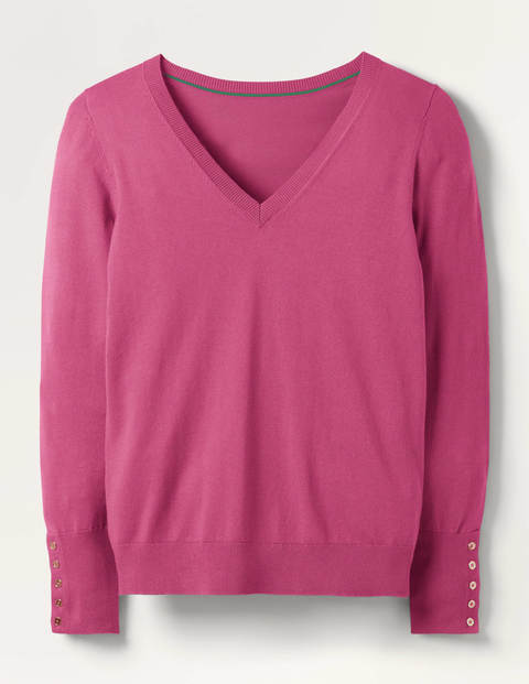 Eldon Baumwollpullover mit V-Ausschnitt - Beerensorbet Eldon Baumwollpullover mit V-Ausschnitt - Beerensorbet