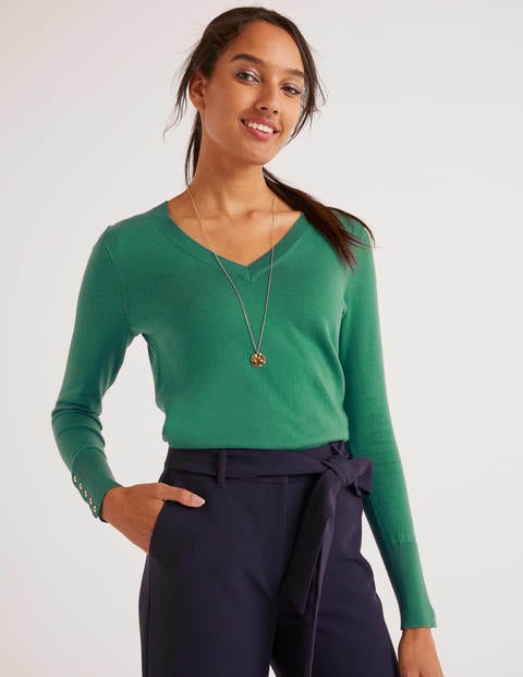 Eldon Baumwollpullover mit V-Ausschnitt - Salbeigrün Eldon Baumwollpullover mit V-Ausschnitt - Salbeigrün