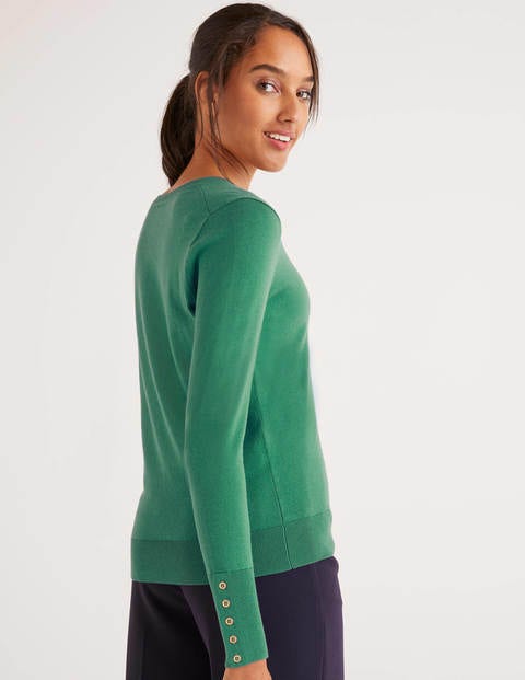 Eldon Baumwollpullover mit V-Ausschnitt - Salbeigrün Eldon Baumwollpullover mit V-Ausschnitt - Salbeigrün