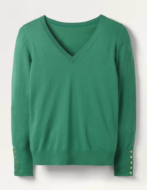 Eldon Baumwollpullover mit V-Ausschnitt - Salbeigrün Eldon Baumwollpullover mit V-Ausschnitt - Salbeigrün