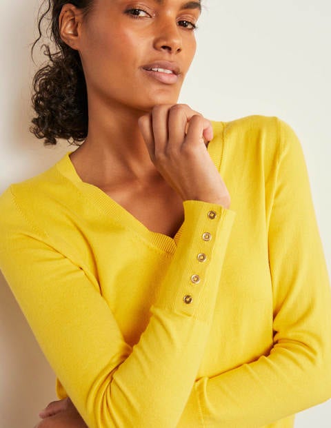 Eldon Baumwollpullover mit V-Ausschnitt - Maisgelb Eldon Baumwollpullover mit V-Ausschnitt - Maisgelb