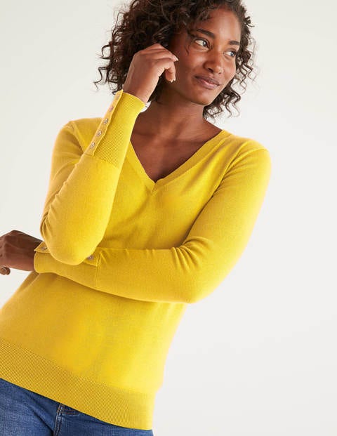 Eldon Baumwollpullover mit V-Ausschnitt - Maisgelb Eldon Baumwollpullover mit V-Ausschnitt - Maisgelb