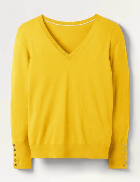 Eldon Baumwollpullover mit V-Ausschnitt - Maisgelb Eldon Baumwollpullover mit V-Ausschnitt - Maisgelb