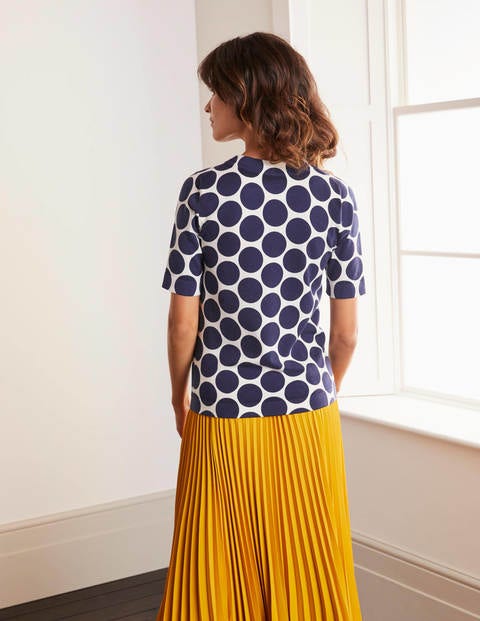 Abingdon Cotton Knitted Tee - Ivory and Navy, Brand Spot Abingdon Cotton Knitted Tee - Ivory and Navy, Brand Spot
