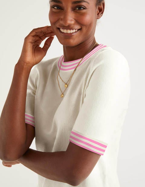 Abingdon Knitted Tee - Ivory, Plum Blossom Stripe Abingdon Knitted Tee - Ivory, Plum Blossom Stripe