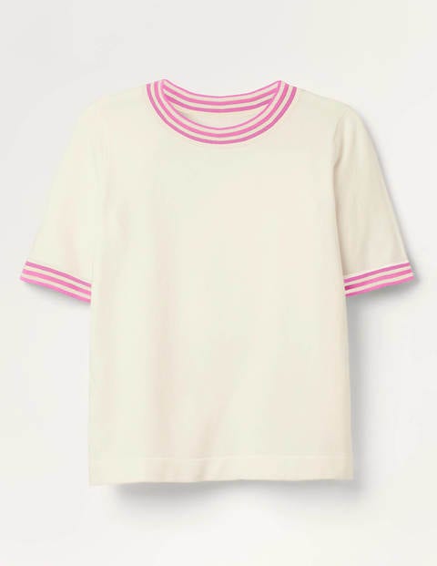 Abingdon Knitted Tee - Ivory, Plum Blossom Stripe Abingdon Knitted Tee - Ivory, Plum Blossom Stripe