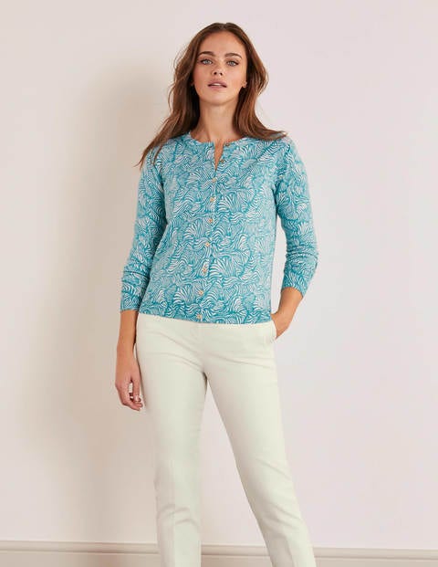 Cardigan col rond Eldon en coton - Bleu Lomond, vague zèbre Cardigan col rond Eldon en coton - Bleu Lomond, vague zèbre