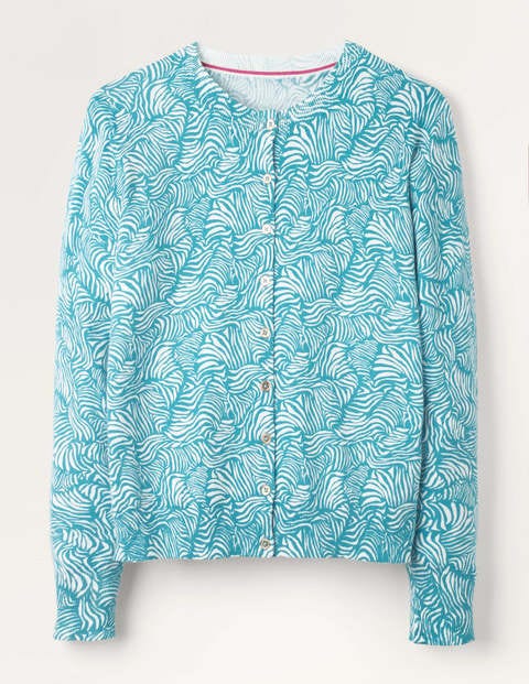 Cardigan col rond Eldon en coton - Bleu Lomond, vague zèbre Cardigan col rond Eldon en coton - Bleu Lomond, vague zèbre
