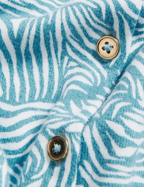 Cardigan col rond Eldon en coton - Bleu Lomond, vague zèbre Cardigan col rond Eldon en coton - Bleu Lomond, vague zèbre