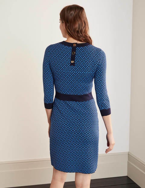 Phoebe Knitted Dress - Lomond Blue, Diamond Phoebe Knitted Dress - Lomond Blue, Diamond
