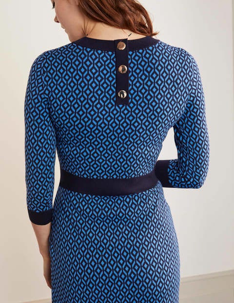 Phoebe Knitted Dress - Lomond Blue, Diamond Phoebe Knitted Dress - Lomond Blue, Diamond