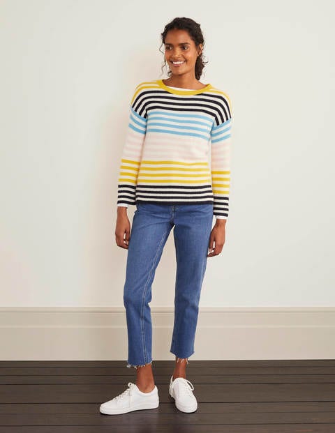 Grafton Cashmere Jumper - Navy, Milkshake Stripe Grafton Cashmere Jumper - Navy, Milkshake Stripe