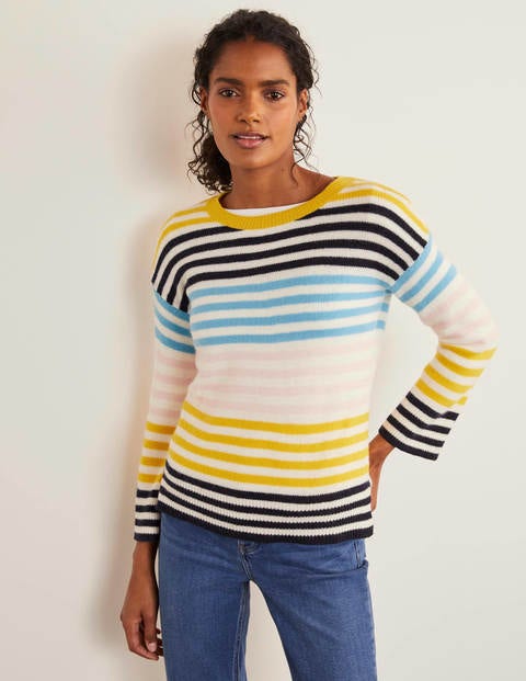 Grafton Cashmere Jumper - Navy, Milkshake Stripe Grafton Cashmere Jumper - Navy, Milkshake Stripe