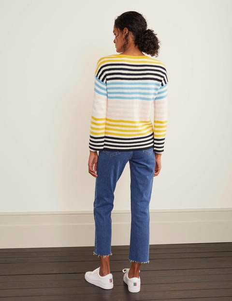 Grafton Cashmere Jumper - Navy, Milkshake Stripe Grafton Cashmere Jumper - Navy, Milkshake Stripe