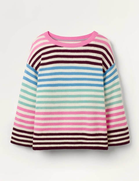 Grafton Cashmere Sweater - Maroon, Plum Blossom Stripe Grafton Cashmere Sweater - Maroon, Plum Blossom Stripe