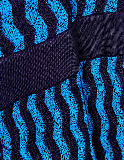 Rowan Pointelle Knitted Dress - Moroccan Blue and Navy Stripe Rowan Pointelle Knitted Dress - Moroccan Blue and Navy Stripe