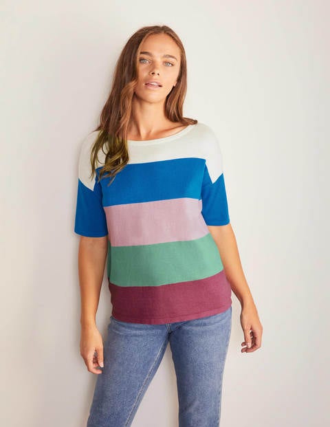 Berkeley Strick-T-Shirt - Bunt, Gestreift Berkeley Strick-T-Shirt - Bunt, Gestreift