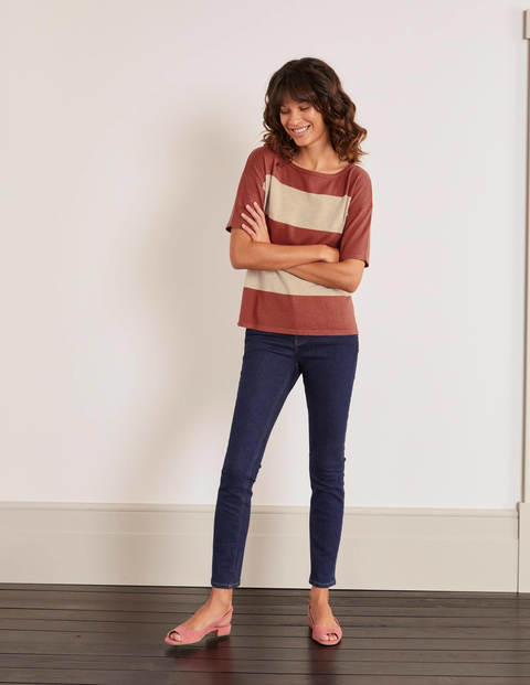 Berkeley Knitted Tee - Dusty Rose, Oatmeal Stripe Berkeley Knitted Tee - Dusty Rose, Oatmeal Stripe